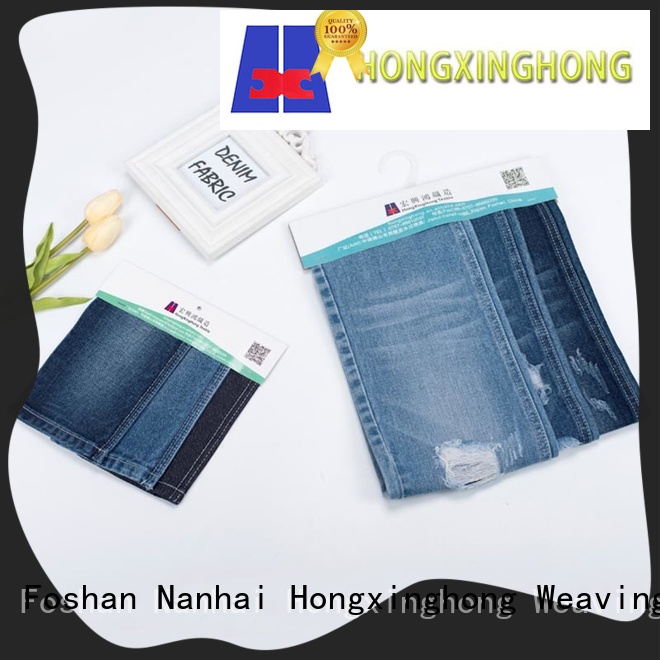 polyester denim fabric types black for pants Hongxinghong