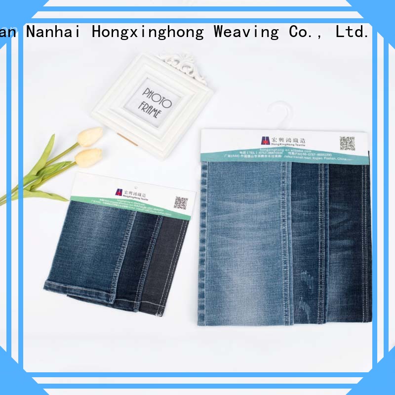 Hongxinghong blue jeans material easy to apply for quick fashion brand