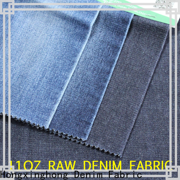 Hongxinghong colorful cotton spandex denim fabric bulk production for quick fashion brand