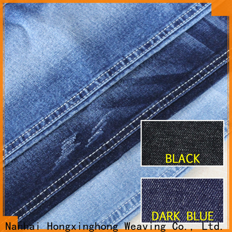 Hongxinghong cozy black denim fabric 100% cotton for trousers