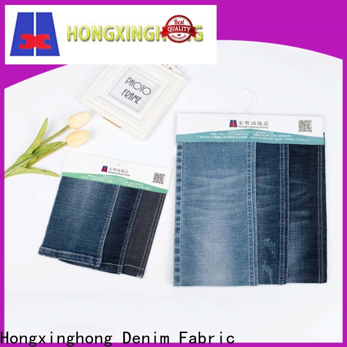 Hongxinghong fashion dark blue denim fabric 100% cotton for jeans